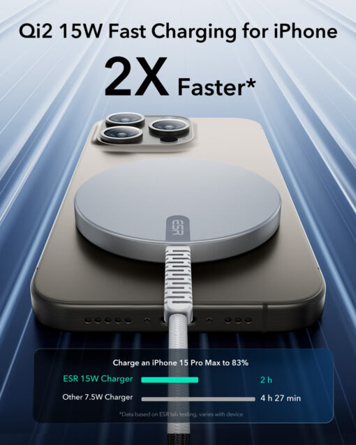 ESR Halolock Qi2 Mini Wireless Charger 15W with MagSafe - Silver - Image 3